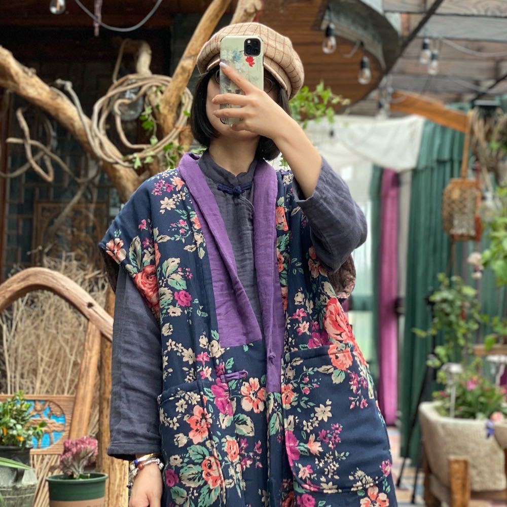 Gilet ample en coton et lin – Style bohème naturel