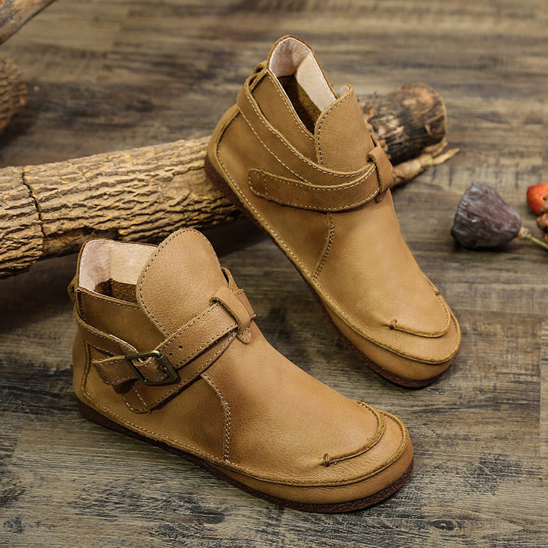 Bottines Martin plates vintage en cuir