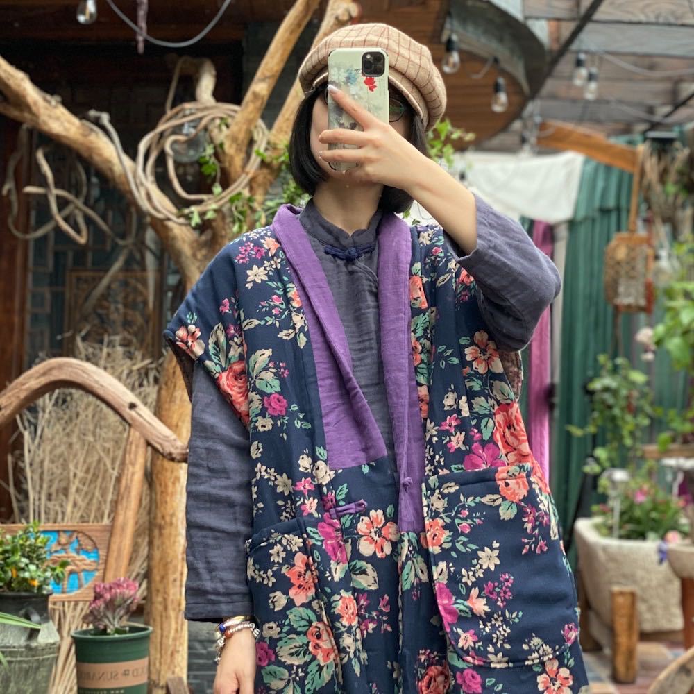 Gilet ample en coton et lin – Style bohème naturel