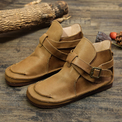 Bottines Martin plates vintage en cuir