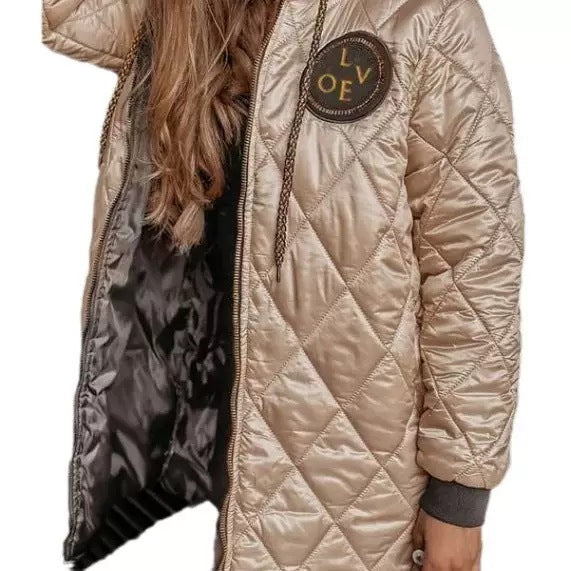 Manteau long matelassé à capuche