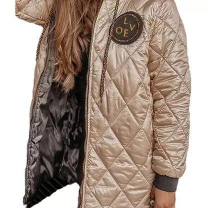 Manteau long matelassé à capuche