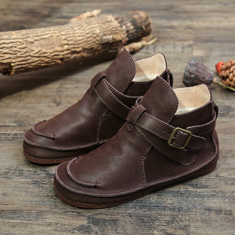 Bottines Martin plates vintage en cuir