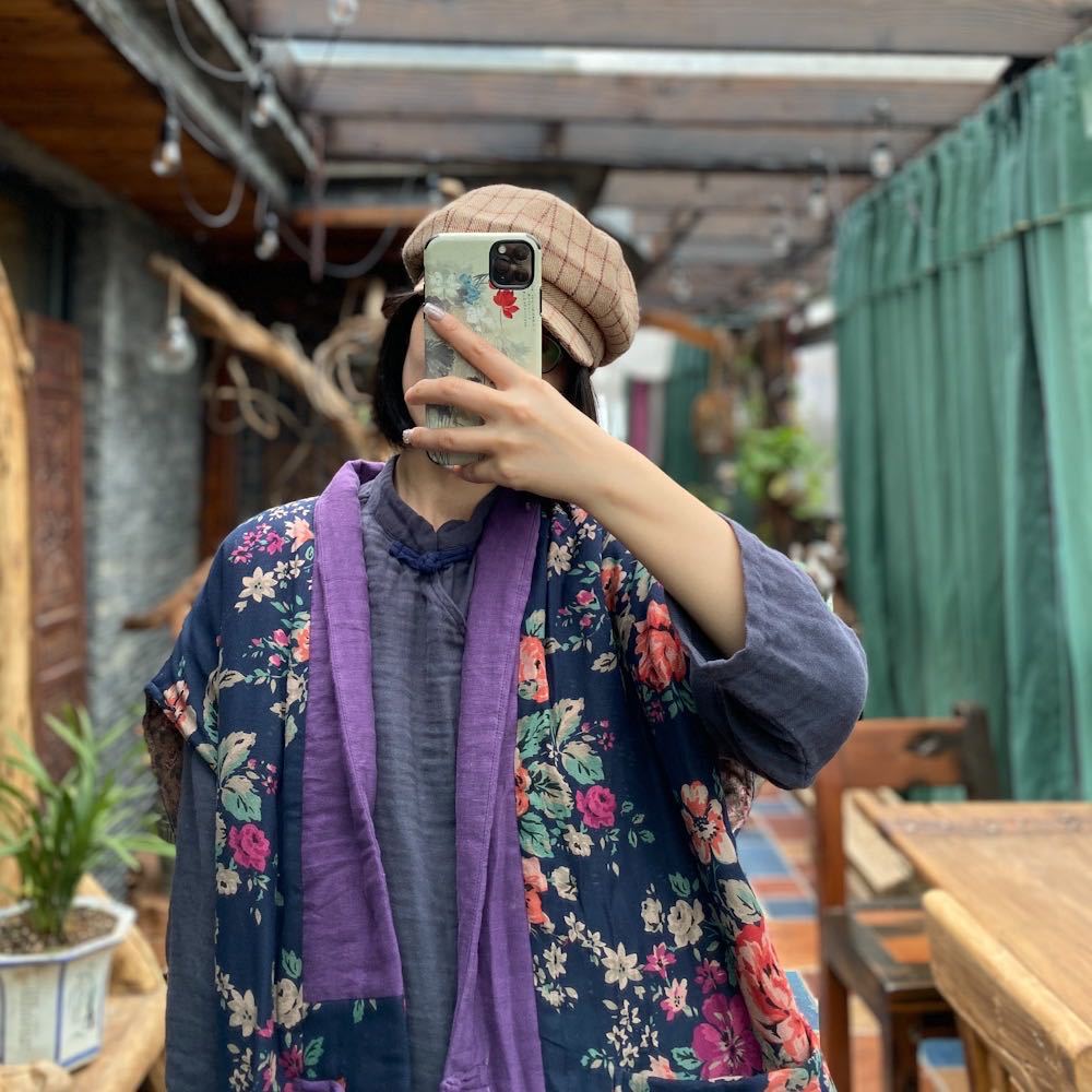 Gilet ample en coton et lin – Style bohème naturel