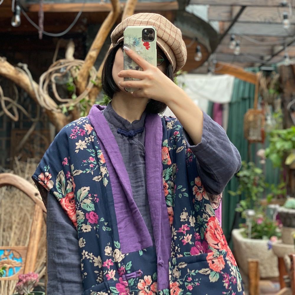 Gilet ample en coton et lin – Style bohème naturel