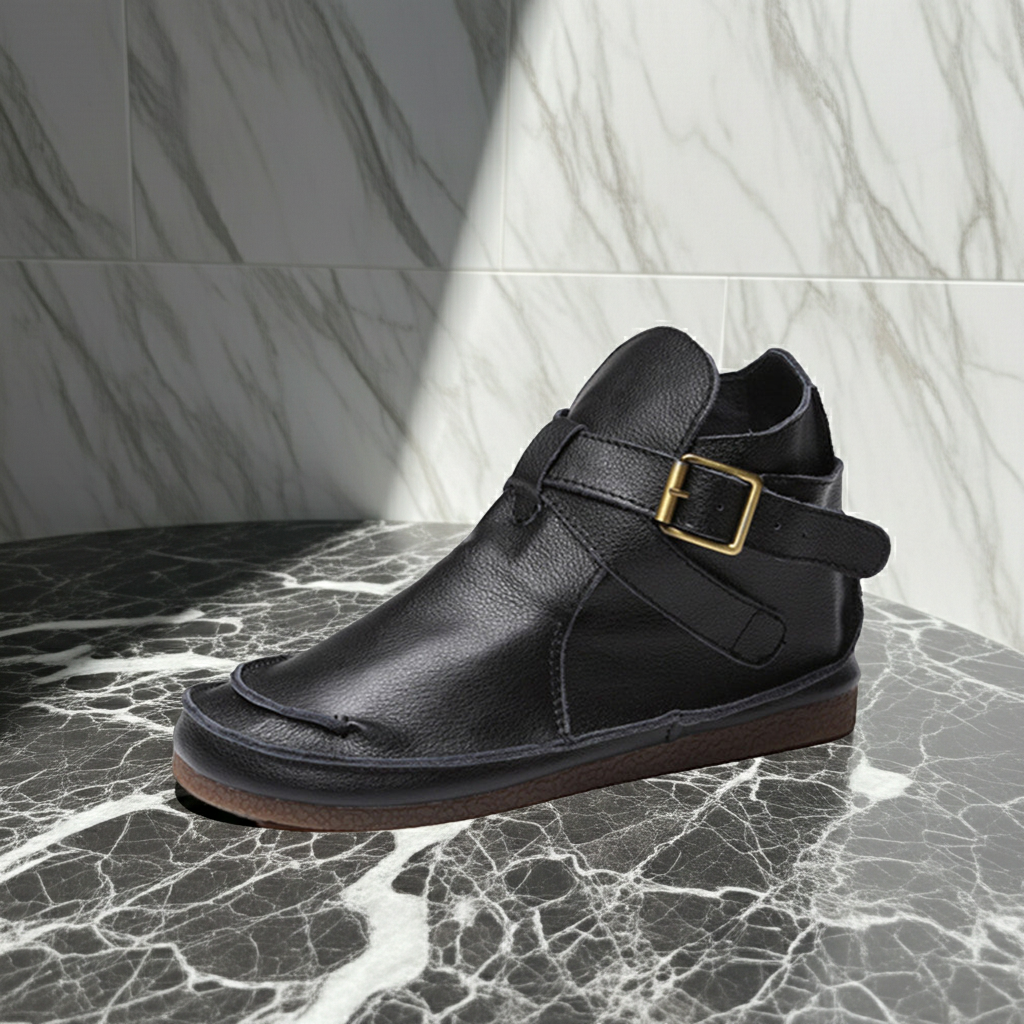 Bottines Martin plates vintage en cuir