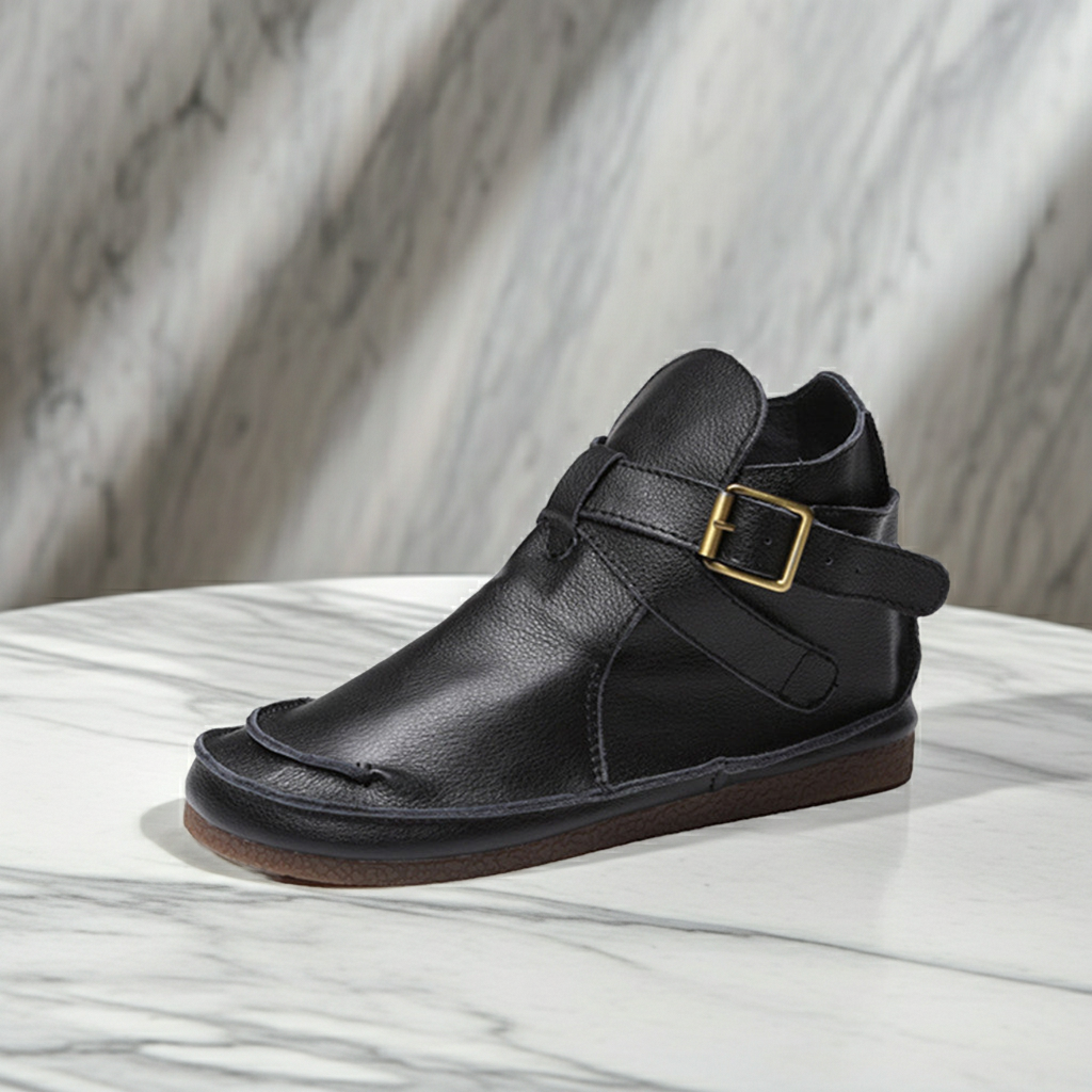 Bottines Martin plates vintage en cuir