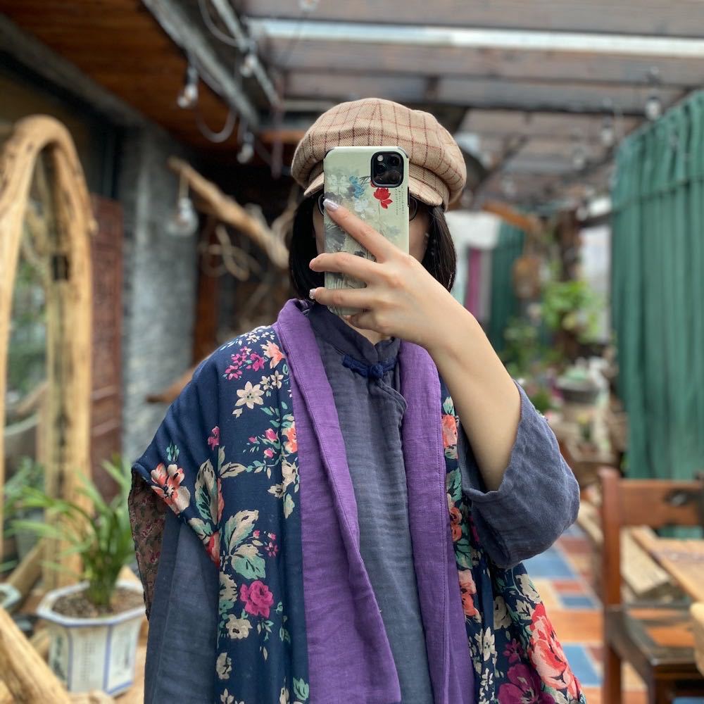 Gilet ample en coton et lin – Style bohème naturel