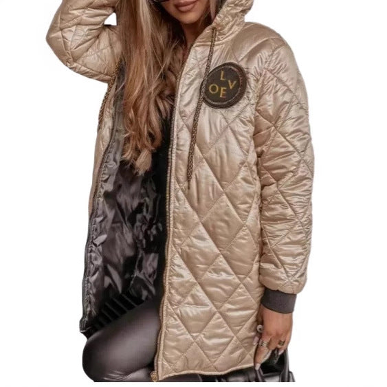 Manteau long matelassé à capuche