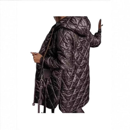Manteau long matelassé à capuche